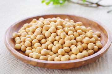 木皿に入れた大豆