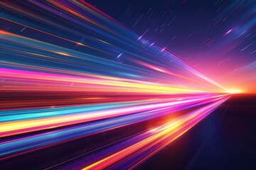 Dynamic Spectrum: A Vivid Convergence of Colorful, Energetic Lightning Bolts on the Horizon, an AI-Generated Visual Symphony.