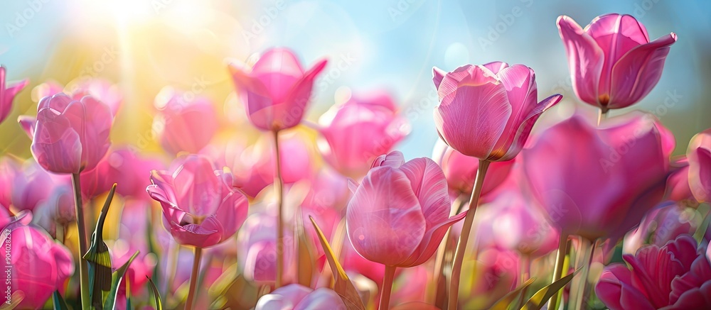 Poster vibrant spring blooms with a lot of copy space image potential