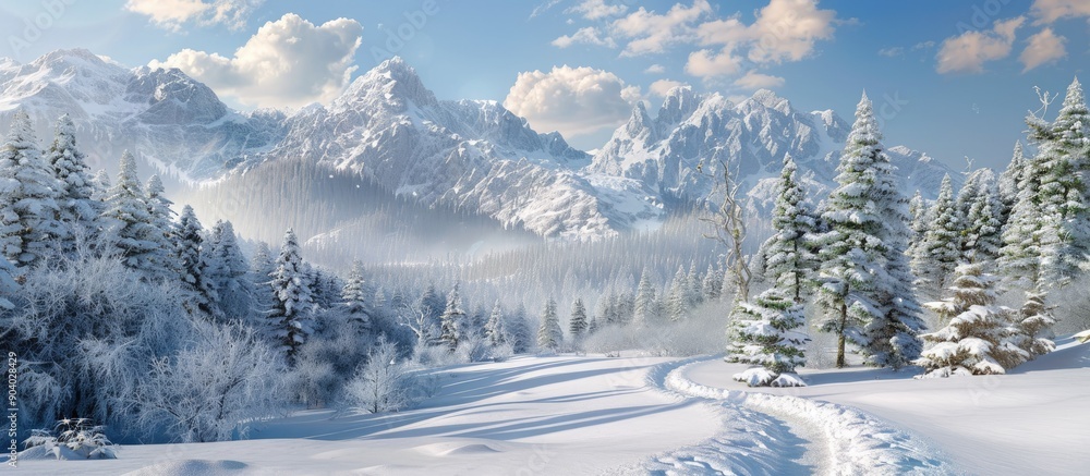 Poster scenic winter landscape with abundant copy space image
