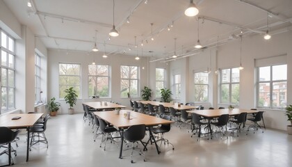 Naklejka premium Bright and airy co-working space with natural light and modern fixtures 