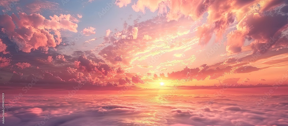 Poster a captivating sunset view with a beautiful sky and copy space image