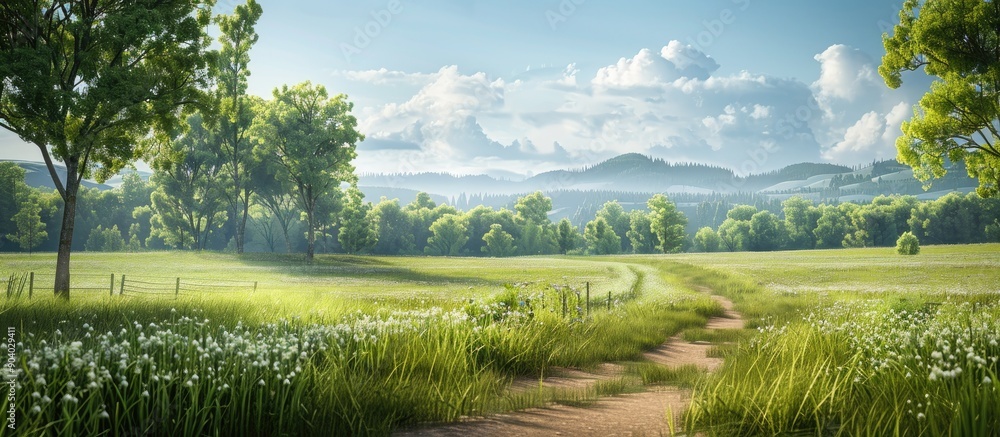 Poster scenic countryside depicted in a rustic landscape with copy space image