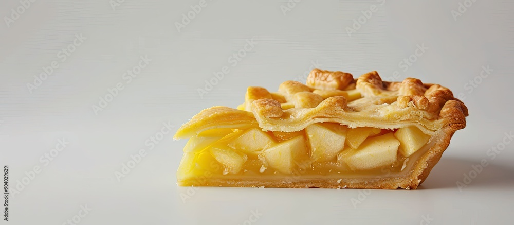 Poster Apple pie slice presented on a white backdrop with ample copy space image
