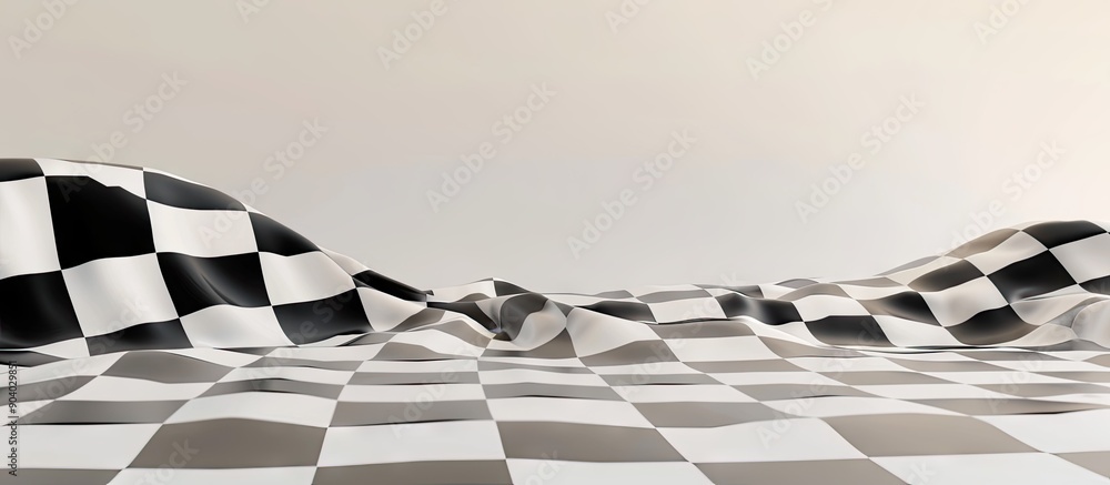 Poster Checkered pattern on a white paper sheet background with copy space image
