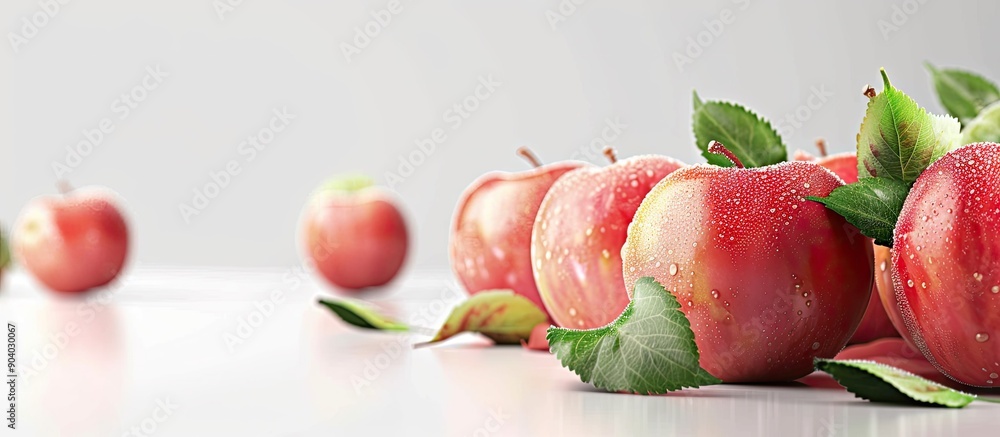 Poster Close up image of apples on a white background enhancing display with copy space image