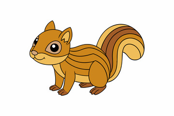 Indian Palm Squirrel Vector Illustration - Cartoon Clipart Line Art Design