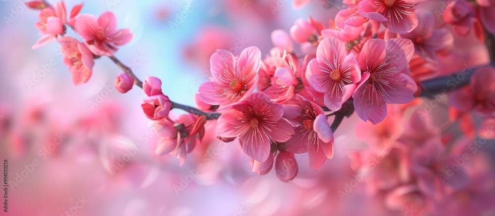 Poster vibrant spring blooms with a lot of copy space image potential