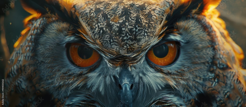 Poster one eyed owl in a close up copy space image