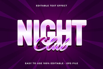 Editable text effect night club 3d glossy template style trendy vector