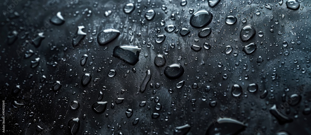 Poster dark backdrop with water droplets highlighting the water droplets concept against a copy space image