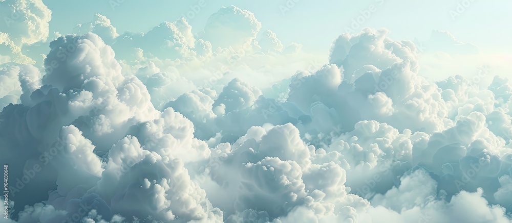 Poster Fluffy clouds merging to create rainy copy space image