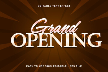 Editable text effect grand opening 3d glossy template style trendy vector