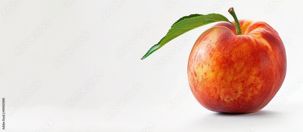 Aufkleber a fresh peach with clipping path on a white background image providing space for copying content