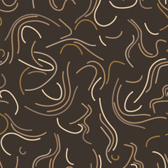 Seamless coffee pattern with hand-drawn stripes.