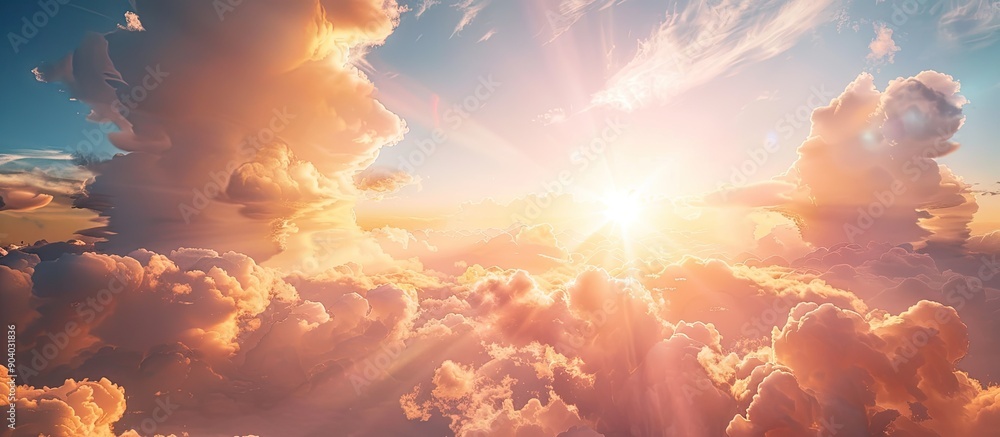 Poster beautiful hd landscape background with stunning views of a cloudy sky during sunset and sunrise perf