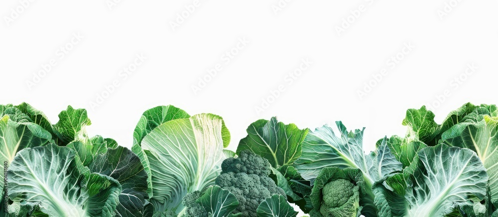 Aufkleber cabbage leaves on a white background create a captivating copy space image
