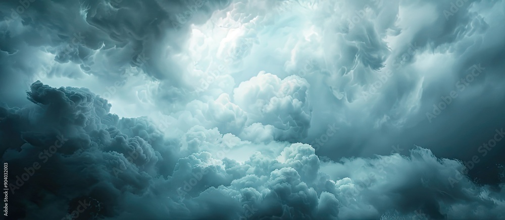 Poster blurred clouds against a gray or dark sky before rainfall with space for additional images
