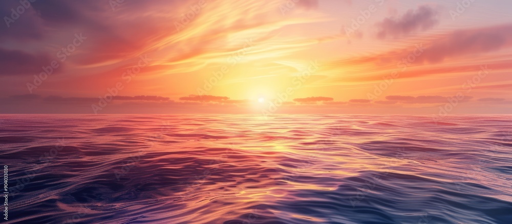 Poster sunset over the ocean with a breathtaking view and a serene atmosphere ideal for a copy space image