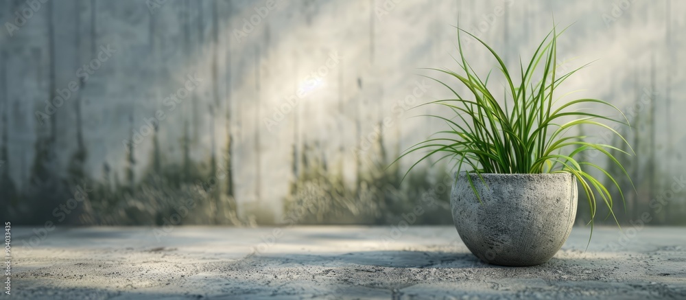 Poster chrysopogon plant in front of a cement surface with copy space image