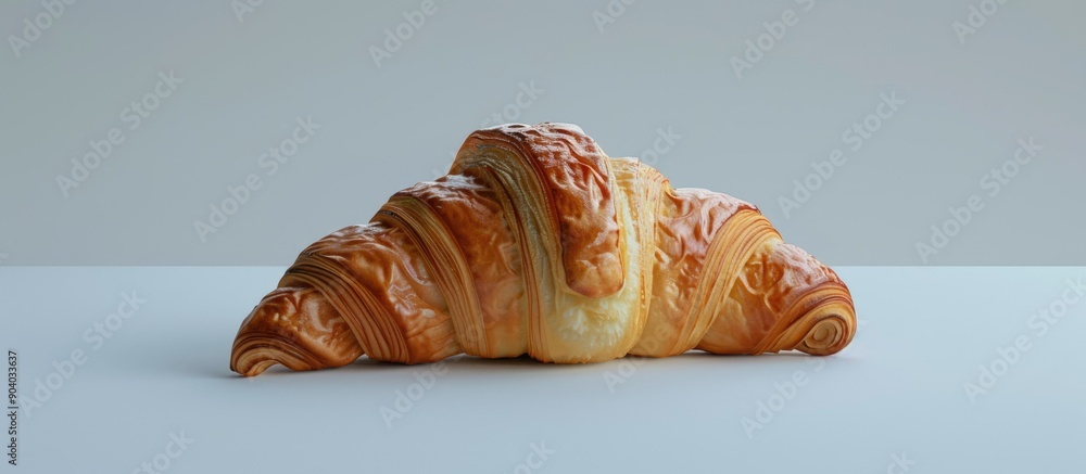 Aufkleber A single croissant with a clear view set against a white backdrop to emphasize the pastry in a copy space image