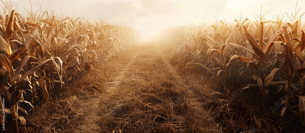 Poster a corn field with weathered stalks and ample copy space image