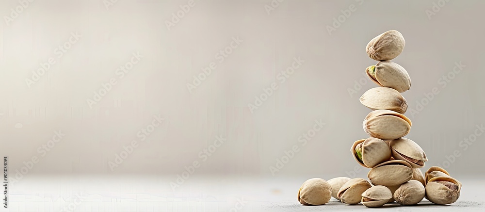 Fototapete a stack of pistachios isolated on a white background with copy space image available