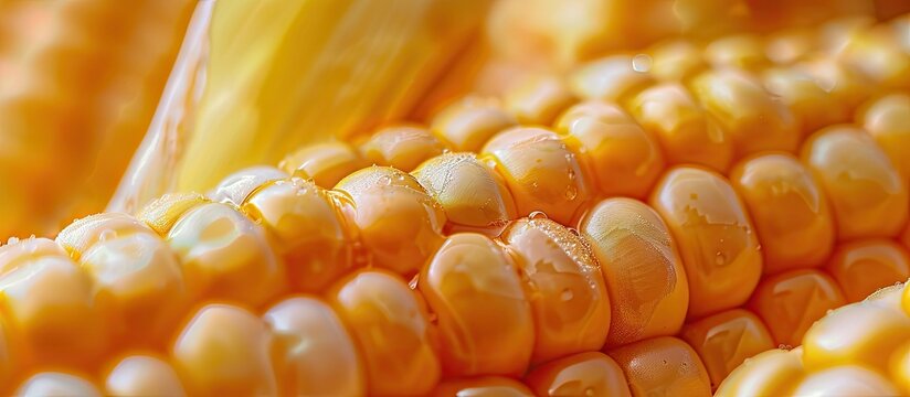 Corn crops in the grain filling stage a widely cultivated cereal with nutritional qualities commonly used as human food or animal feed featuring a vibrant copy space image