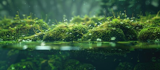 Mosses play a crucial ecological role by retaining water in their structures aiding in maintaining moisture in their surroundings beneficial to various ecosystems balance with a copy space image