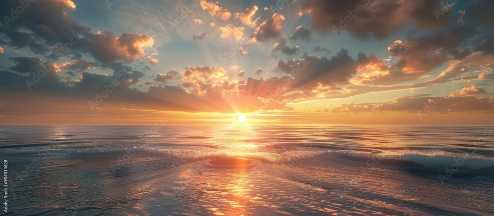 Poster Dawn breaks over the horizon in a beautiful display offering a stunning copy space image