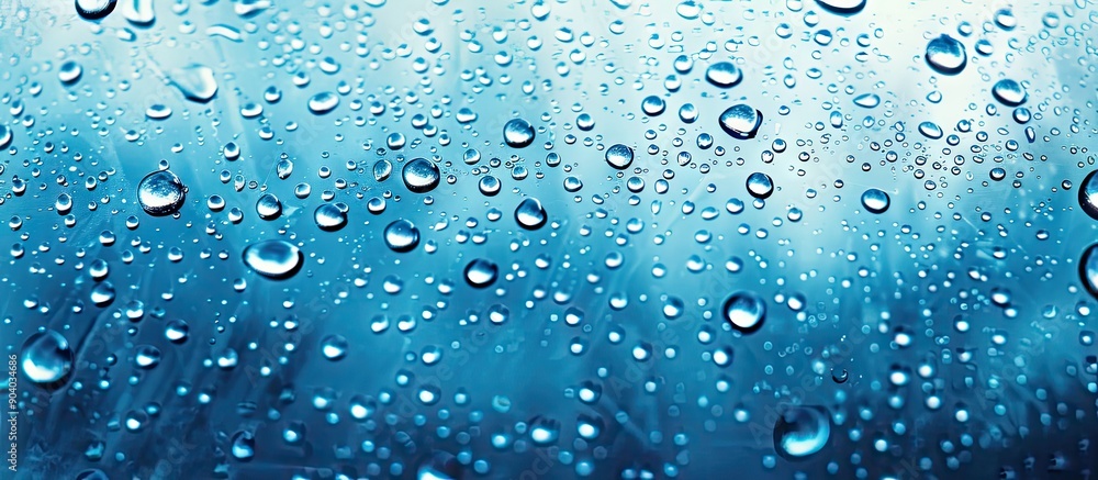 Poster raindrops on a textured blue background provide a perfect copy space image