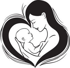 Mother and Baby Silhouette Vector