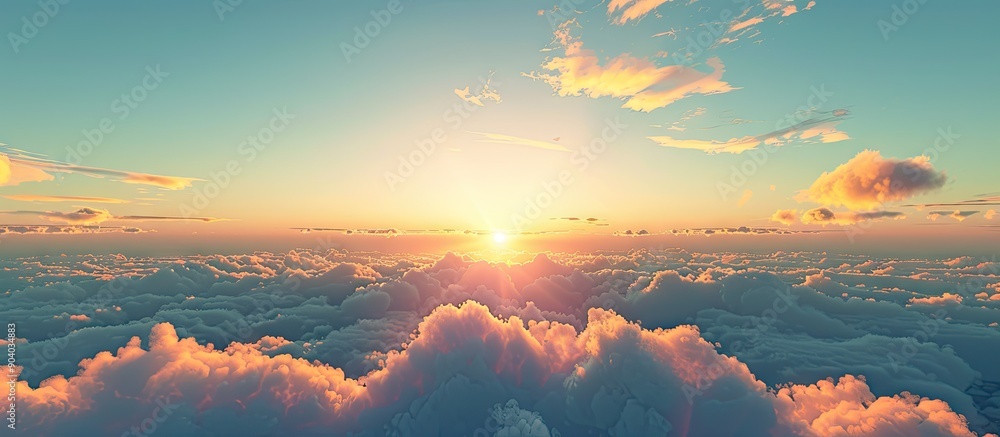 Poster beautiful hd landscape background with stunning views of a cloudy sky during sunset and sunrise perf