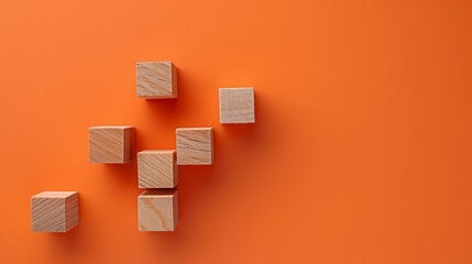 wooden blocks timeline , milestone timeline blocks , orange background timeline , wooden blocks timeline image