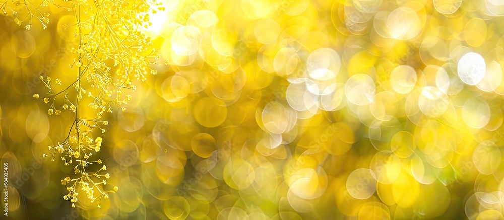 Poster natural background featuring yellow and white bokeh ideal for copy space image