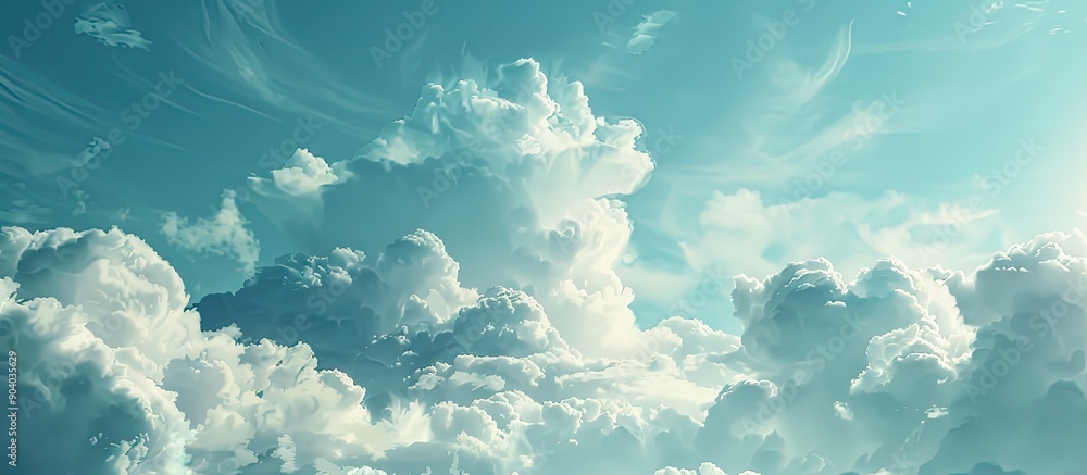 Aufkleber a serene sky with scattered white fluffy clouds creates a tranquil atmosphere in the copy space imag