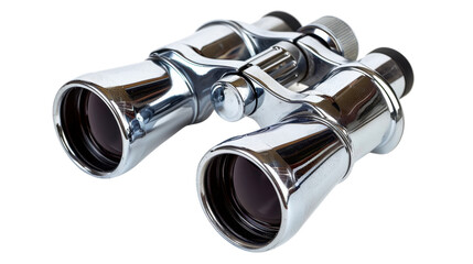 Chrome binoculars on transparent background