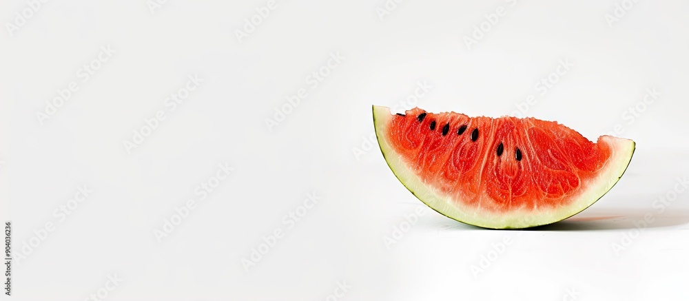 Poster Watermelon slice on a white backdrop with copy space image