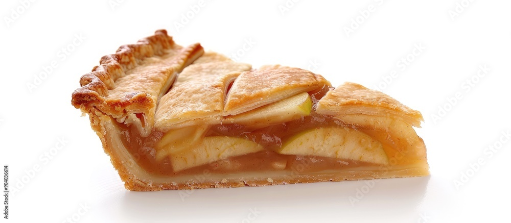 Aufkleber Apple pie slice presented on a white backdrop with ample copy space image