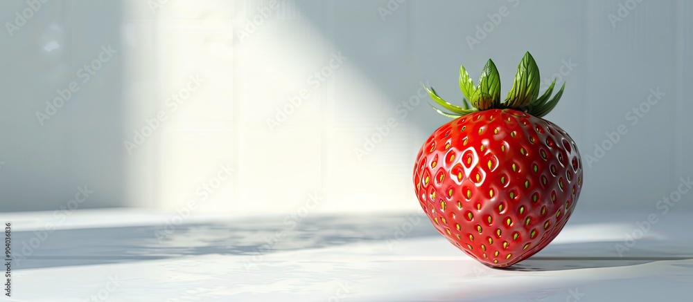 Aufkleber Fresh strawberry on a white surface with empty space for copying images