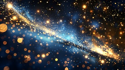 Obraz premium abstract blue and gold background with particles