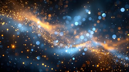 abstract blue and gold background with particles