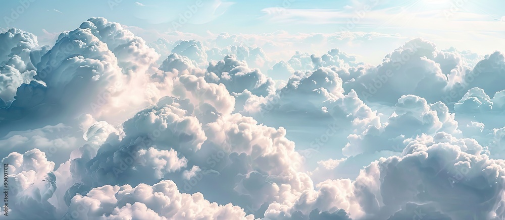 Aufkleber detailed closeup image of a sky with fluffy white clouds suitable for copy space image