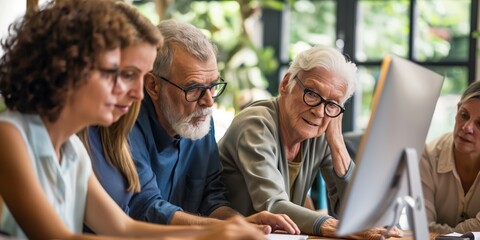 Professional colleagues discussing and cooperating, sitting together in a meeting with laptops and teamwork.