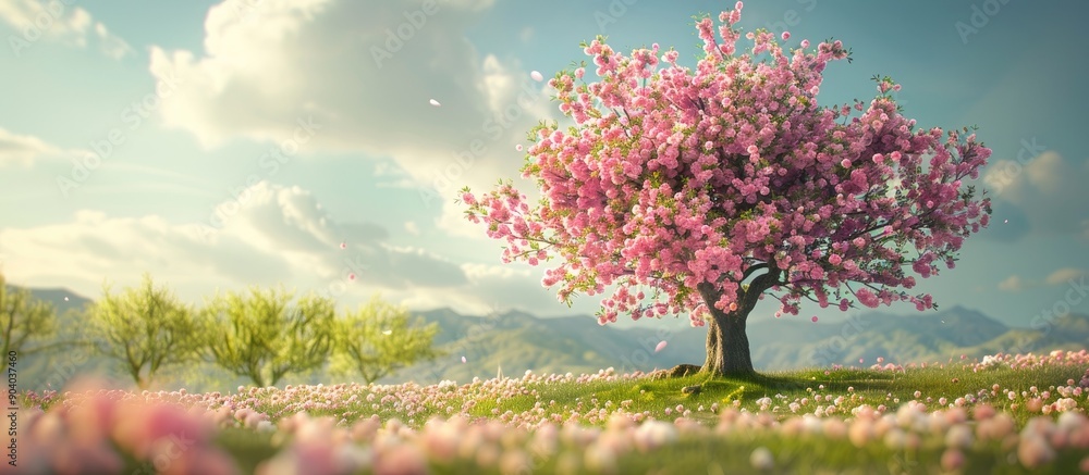 Poster Summer tree in full bloom with copy space image
