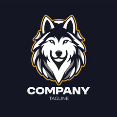 Minimalism Wolf Logo Design Template