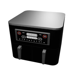Fototapeta premium Airfryer Double black modeled in 3D/ PNG - Position 4