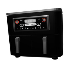 Fototapeta premium Airfryer Double black modeled in 3D/ PNG - Position 2