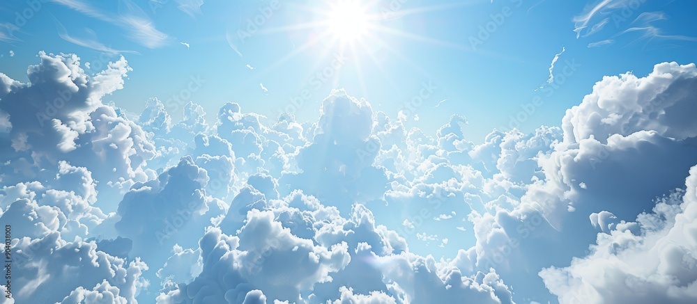 Poster a scenic view of a sunny sky peppered with fluffy clouds perfect for a copy space image