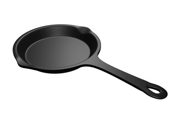 Black frying pan modeled in 3D / PNG - Position 4